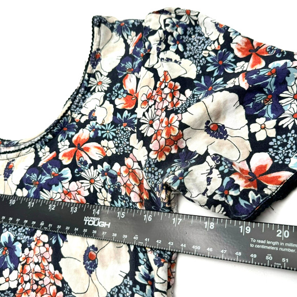 NATURAL LIFE Small Dress Short Sleeve Tiered Ditsy Floral Cottage Boho Peasant - Picture 5 of 7